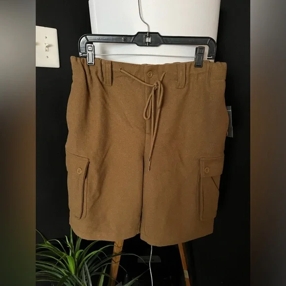 NWOT FREE PEOPLE Charli Wool Longline Cargo Shorts In Bronze Brown MRSP $148 - Picture 7 of 12